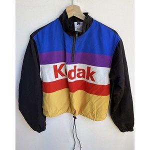 KODAK Womens Coloful Half Zip Retro Vintage Windbreaker Jacket Size small S